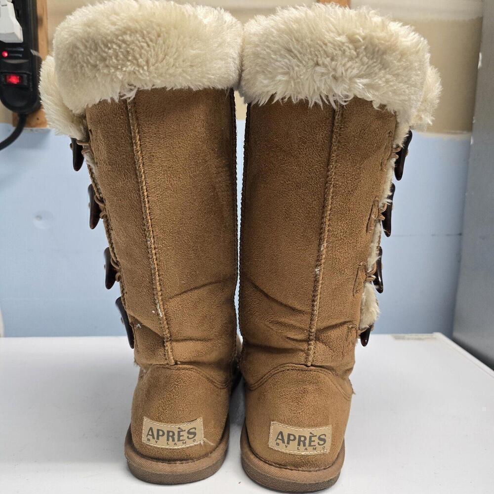 APRES by LAMO Womens 4 Toggle Style 12" WINTER BOOTS Chestnut Brown Size 8